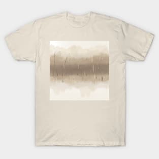 "Heard We're Going Into The Forest" - Muted Tan Abstract Mountains Trees Reflection Modern Art T-Shirt